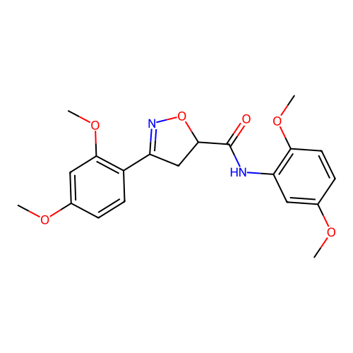 3-(2,4-dimethoxyphenyl)-N-(2,5-dimethoxyphenyl)-4,5-dihydro-1,2-oxazole-5-carboxamide structure
