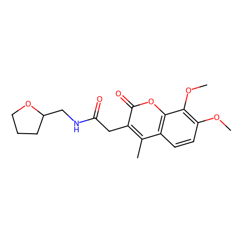 2-(7,8-dimethoxy-4-methyl-2-oxo-2H-chromen-3-yl)-N-(tetrahydrofuran-2-ylmethyl)acetamide structure