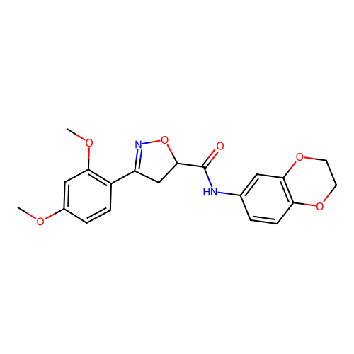 N-(2,3-dihydro-1,4-benzodioxin-6-yl)-3-(2,4-dimethoxyphenyl)-4,5-dihydro-1,2-oxazole-5-carboxamide structure