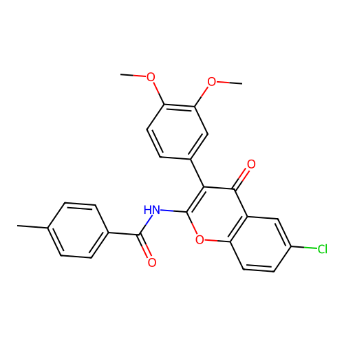 N-(6-chloro-3-(3,4-dimethoxyphenyl)-4-oxo-4H-chromen-2-yl)-4-methylbenzamide structure