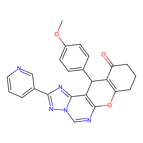 12-(4-methoxyphenyl)-2-(pyridin-3-yl)-8,9,10,12-tetrahydro-11H-chromeno[3,2-e][1,2,4]triazolo[1,5-c]pyrimidin-11-one structure