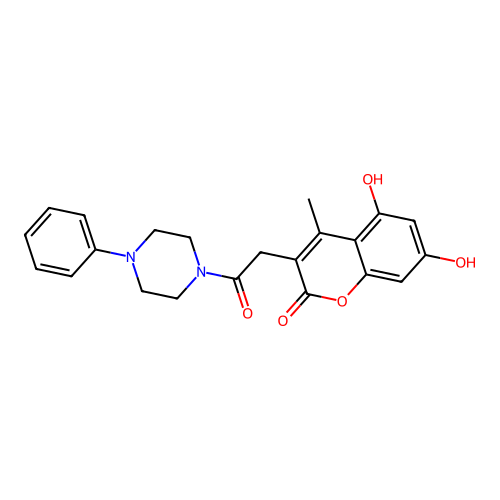 5,7-dihydroxy-4-methyl-3-(2-oxo-2-(4-phenylpiperazin-1-yl)ethyl)-2H-chromen-2-one structure