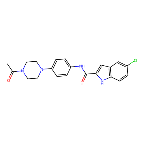 N-[4-(4-acetylpiperazin-1-yl)phenyl]-5-chloro-1H-indole-2-carboxamide structure