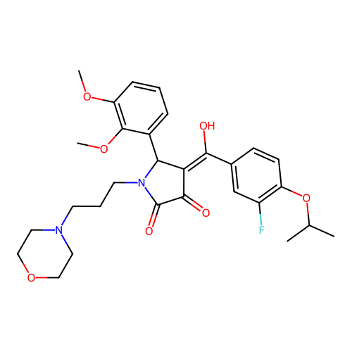 (4E)-5-(2,3-dimethoxyphenyl)-4-[(3-fluoro-4-propan-2-yloxyphenyl)-hydroxymethylidene]-1-(3-morpholin-4-ylpropyl)pyrrolidine-2,3-dione structure
