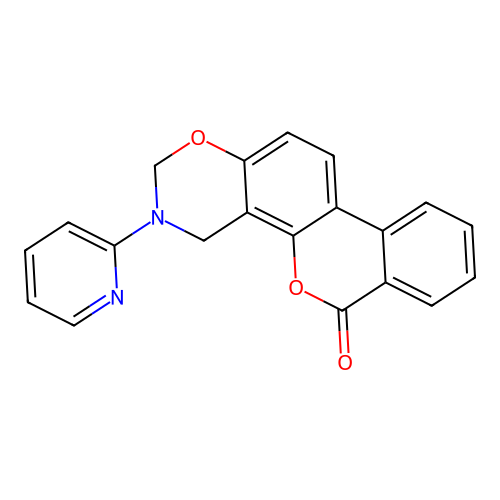 3-(pyridin-2-yl)-3,4-dihydrobenzo[3,4]chromeno[8,7-e][1,3]oxazin-6(2H)-one structure