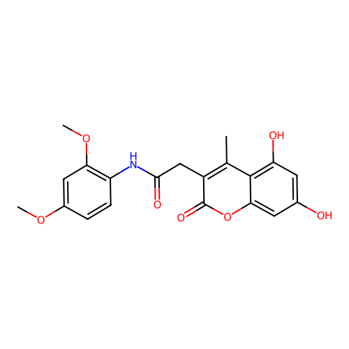 2-(5,7-dihydroxy-4-methyl-2-oxo-2H-chromen-3-yl)-N-(2,4-dimethoxyphenyl)acetamide structure