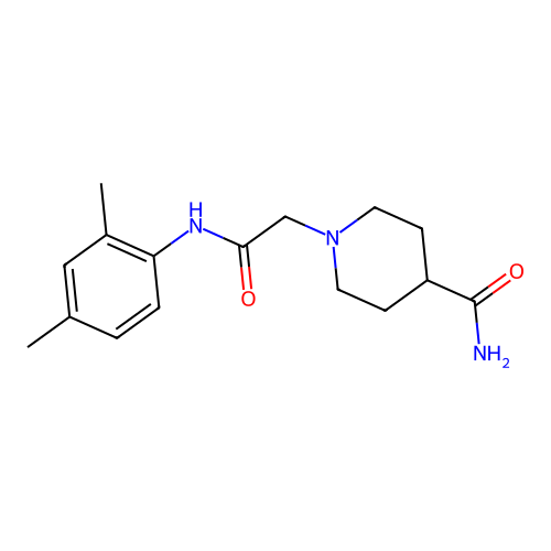 1-{[(2,4-Dimethylphenyl)carbamoyl]methyl}piperidine-4-carboxamide structure