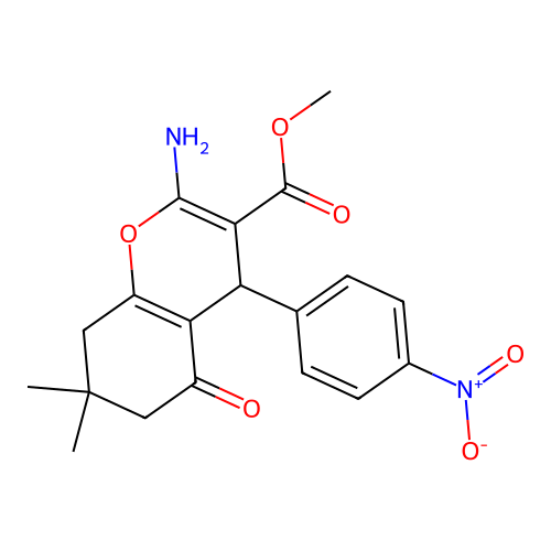 Methyl 2-amino-7,7-dimethyl-4-(4-nitrophenyl)-5-oxo-6,8-dihydro-4H-chromene-3-carboxylate structure