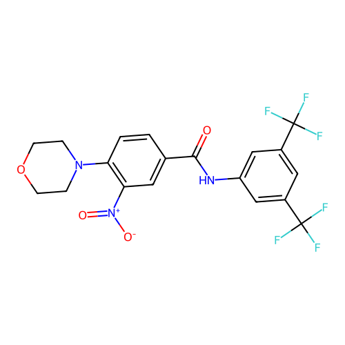 N-[3,5-bis(trifluoromethyl)phenyl]-4-morpholin-4-yl-3-nitrobenzamide structure