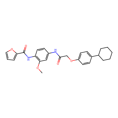 N-[4-[[2-(4-cyclohexylphenoxy)acetyl]amino]-2-methoxyphenyl]furan-2-carboxamide structure