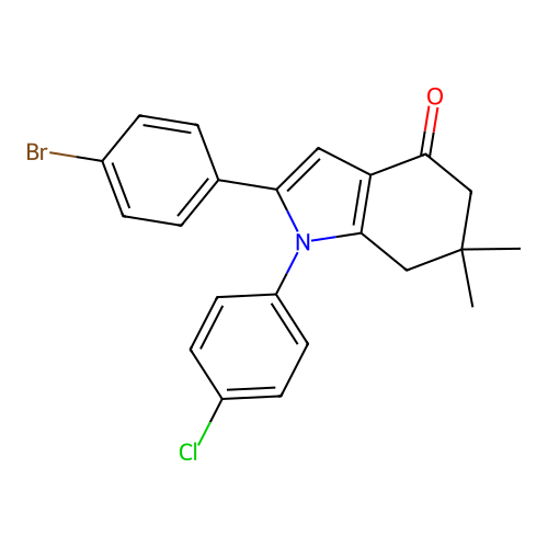 2-(4-Bromophenyl)-1-(4-chlorophenyl)-6,6-dimethyl-5,7-dihydroindol-4-one structure