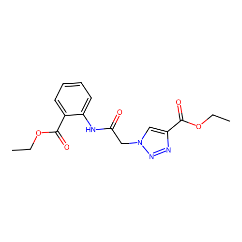 ethyl 1-({[2-(ethoxycarbonyl)phenyl]carbamoyl}methyl)-1H-1,2,3-triazole-4-carboxylate structure