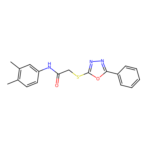 N-(3,4-Dimethylphenyl)-2-((5-phenyl-1,3,4-oxadiazol-2-yl)thio)acetamide structure