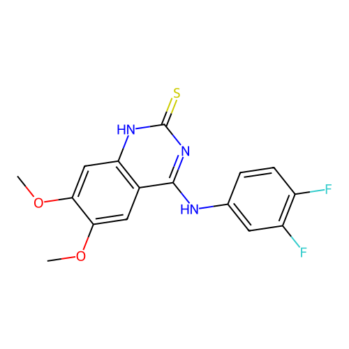 4-[(3,4-Difluorophenyl)amino]-6,7-dimethoxy-1,2-dihydroquinazoline-2-thione structure