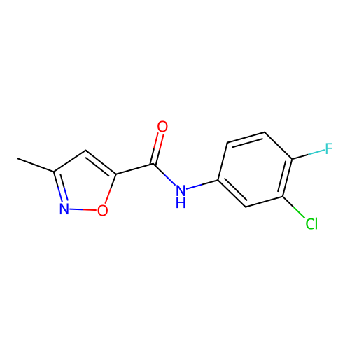 N-(3-chloro-4-fluorophenyl)-3-methylisoxazole-5-carboxamide structure