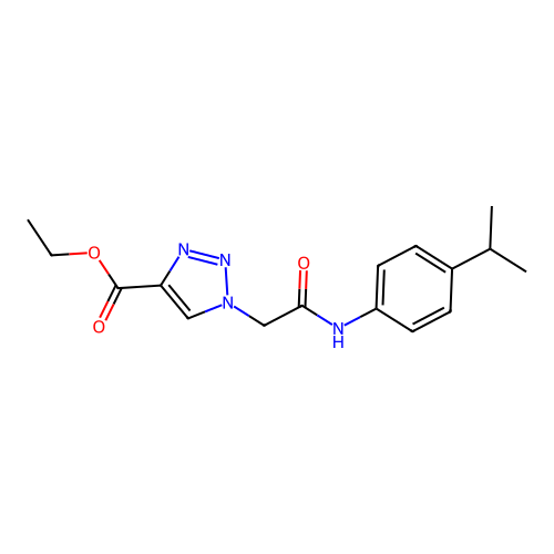 Ethyl 1-[2-oxo-2-(4-propan-2-ylanilino)ethyl]triazole-4-carboxylate structure