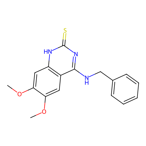 4-(benzylamino)-6,7-dimethoxy-1H-quinazoline-2-thione structure