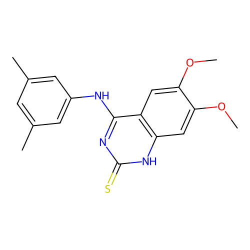 4-[(3,5-Dimethylphenyl)amino]-6,7-dimethoxy-1,2-dihydroquinazoline-2-thione structure