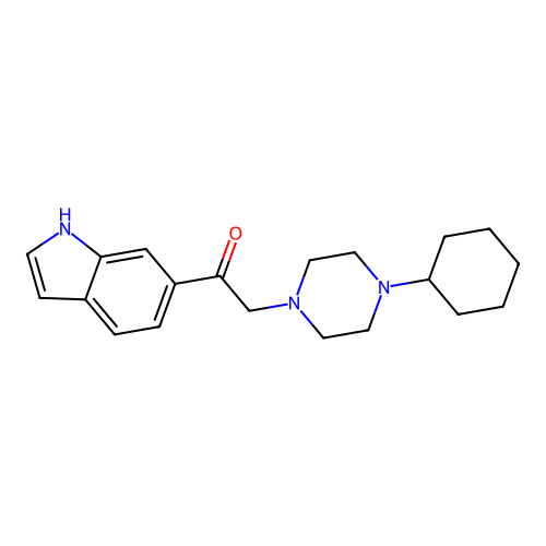 2-(4-cyclohexylpiperazin-1-yl)-1-(1H-indol-6-yl)ethanone structure