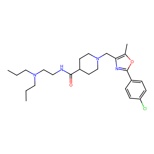 1-[[2-(4-chlorophenyl)-5-methyl-1,3-oxazol-4-yl]methyl]-N-[2-(dipropylamino)ethyl]piperidine-4-carboxamide structure