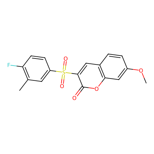 3-(4-fluoro-3-methylbenzenesulfonyl)-7-methoxy-2H-chromen-2-one structure