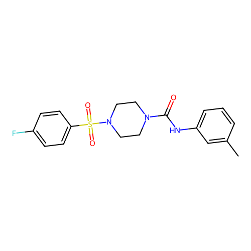 4-(4-fluorophenyl)sulfonyl-N-(3-methylphenyl)piperazine-1-carboxamide structure