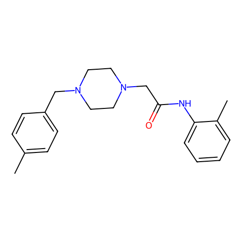N-(2-methylphenyl)-2-[4-[(4-methylphenyl)methyl]piperazin-1-yl]acetamide structure