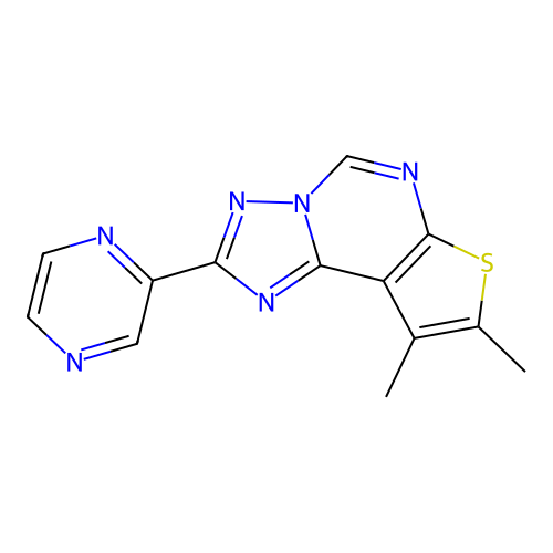 8,9-Dimethyl-2-(pyrazin-2-yl)thieno[3,2-e][1,2,4]triazolo[1,5-c]pyrimidine structure
