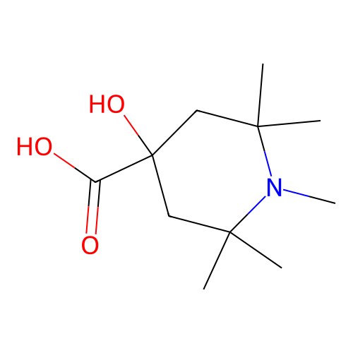 4-Hydroxy-1,2,2,6,6-pentamethylpiperidine-4-carboxylic acid structure