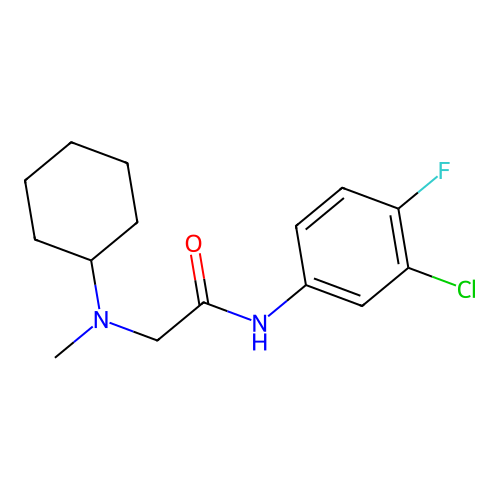 N-(3-chloro-4-fluorophenyl)-2-[cyclohexyl(methyl)amino]acetamide structure