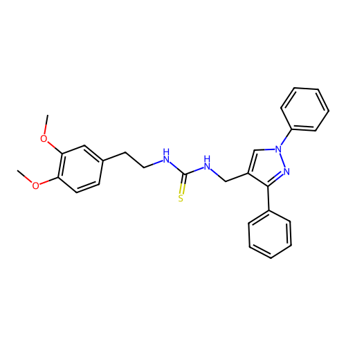 1-[2-(3,4-Dimethoxyphenyl)ethyl]-3-[(1,3-diphenylpyrazol-4-yl)methyl]thiourea structure