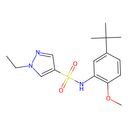 N-(5-tert-butyl-2-methoxyphenyl)-1-ethylpyrazole-4-sulfonamide structure
