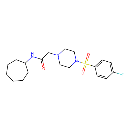 N-cycloheptyl-2-[4-(4-fluorophenyl)sulfonylpiperazin-1-yl]acetamide structure