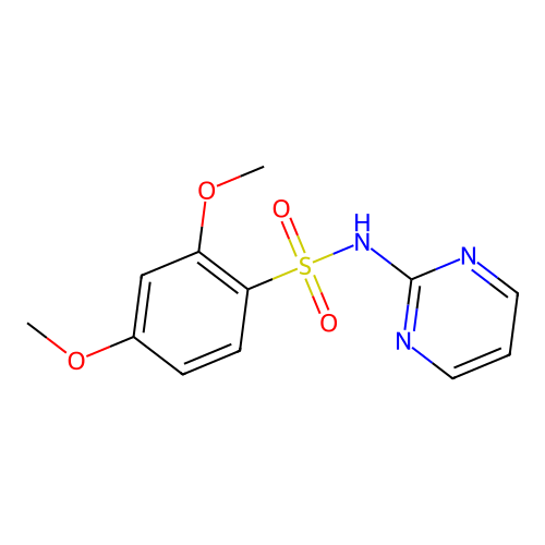 2,4-dimethoxy-N-pyrimidin-2-ylbenzenesulfonamide structure