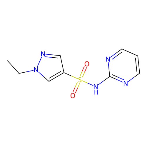 1-ethyl-N-pyrimidin-2-ylpyrazole-4-sulfonamide structure