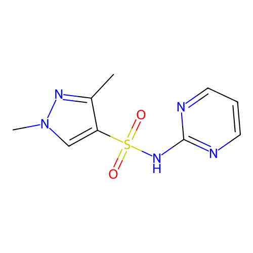 1,3-dimethyl-N-pyrimidin-2-ylpyrazole-4-sulfonamide structure