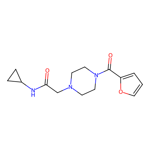 N-cyclopropyl-2-[4-(furan-2-carbonyl)piperazin-1-yl]acetamide structure