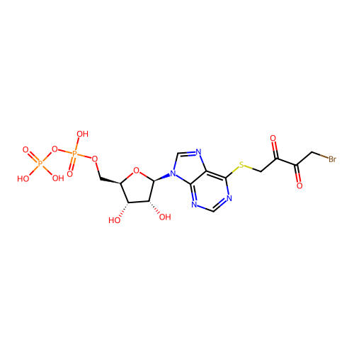 6-((4-Bromo-2,3-dioxobutyl)thio)-6-deaminoadenosine 5'-diphosphate structure