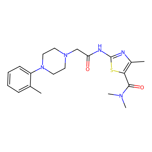 N,N,4-trimethyl-2-[[2-[4-(2-methylphenyl)piperazin-1-yl]acetyl]amino]-1,3-thiazole-5-carboxamide structure