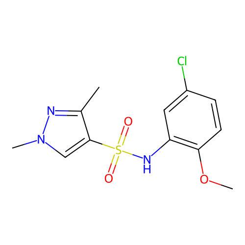 N-(5-chloro-2-methoxyphenyl)-1,3-dimethyl-1H-pyrazole-4-sulfonamide structure