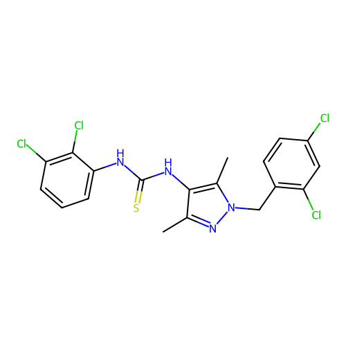1-(2,3-dichlorophenyl)-3-[1-[(2,4-dichlorophenyl)methyl]-3,5-dimethylpyrazol-4-yl]thiourea structure
