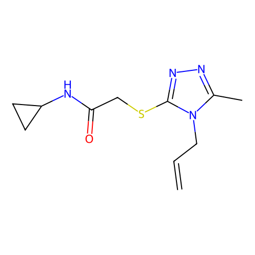 N-cyclopropyl-2-[(5-methyl-4-prop-2-enyl-1,2,4-triazol-3-yl)sulfanyl]acetamide structure