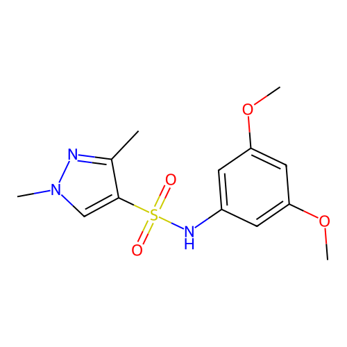 N-(3,5-dimethoxyphenyl)-1,3-dimethylpyrazole-4-sulfonamide structure