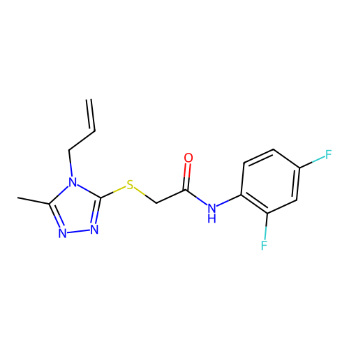 N-(2,4-difluorophenyl)-2-[(5-methyl-4-prop-2-enyl-1,2,4-triazol-3-yl)sulfanyl]acetamide structure