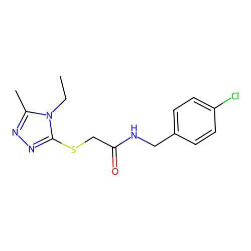 N-(4-chlorobenzyl)-2-[(4-ethyl-5-methyl-4H-1,2,4-triazol-3-yl)sulfanyl]acetamide structure