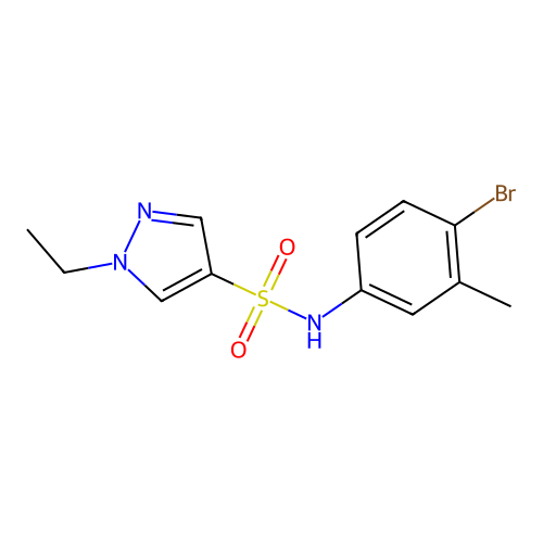 N-(4-bromo-3-methylphenyl)-1-ethylpyrazole-4-sulfonamide structure