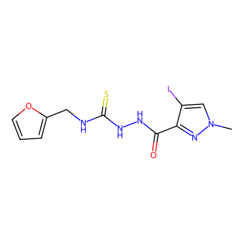 1-(Furan-2-ylmethyl)-3-[(4-iodo-1-methylpyrazole-3-carbonyl)amino]thiourea structure