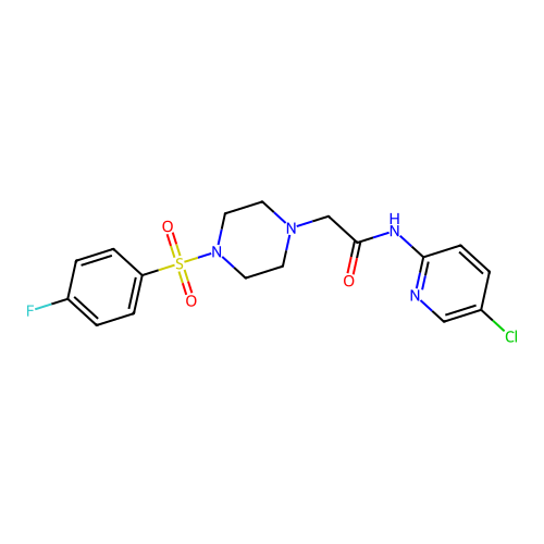 N-(5-chloropyridin-2-yl)-2-[4-(4-fluorophenyl)sulfonylpiperazin-1-yl]acetamide structure