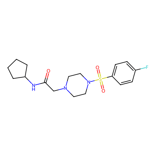 N-cyclopentyl-2-[4-(4-fluorophenyl)sulfonylpiperazin-1-yl]acetamide structure