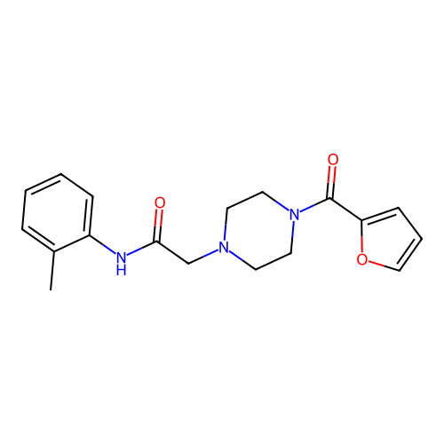 2-[4-(furan-2-carbonyl)piperazin-1-yl]-N-(2-methylphenyl)acetamide structure
